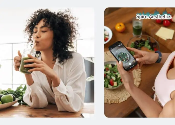 Image of woman looking into her diet and fat freezing Loughborouogh to improve her health